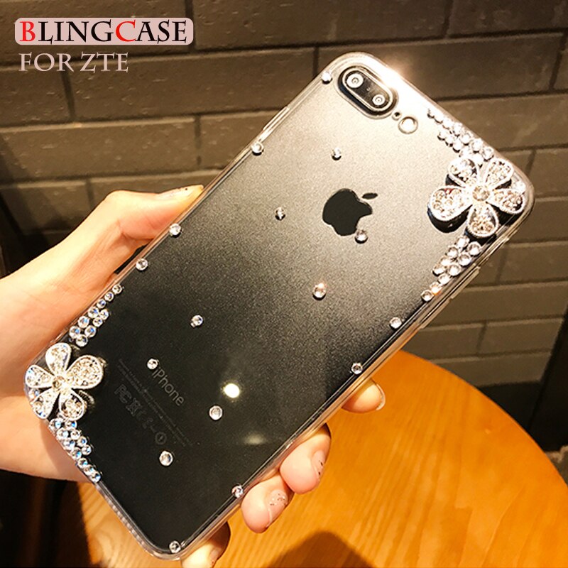 For ZTE Blade A3 A5 A7 V9 V10 Vita L8 Axon 7 Nubia Z17 Z11 Max N1 Rhinestone case Diamond Flower Cover