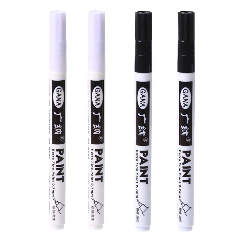 Rotulador permanente 4 unids/set bolígrafo de pintura aceitosa blanca para pintura rupestre piedra cerámica vidrio madera neumático tela Metal pintura acrílica 0,7mm: Mezcla de color