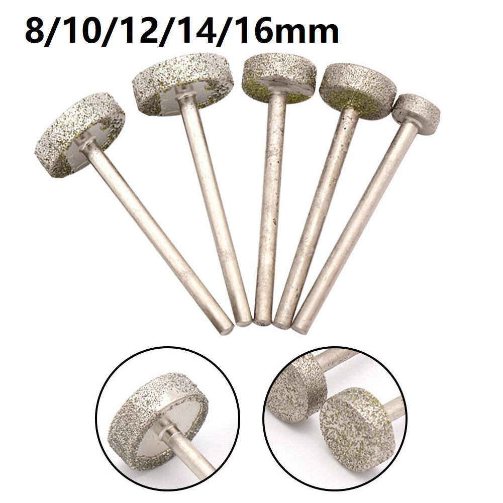 Cylinder roterende diamantkværnbor 8/10/12/14mm slibehoveder 3mm skaft til jadeglasudskæring gravering slibeværktøj