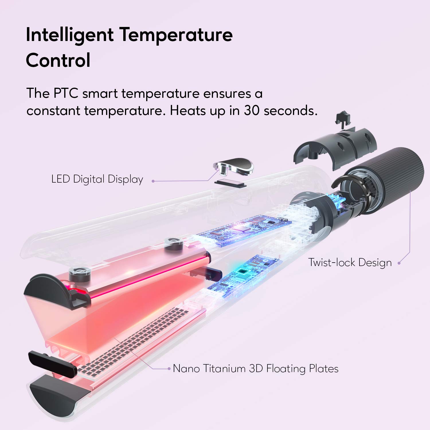 KIPOZI-alisador de pelo V7, plancha eléctrica 2 en 1 de hierro rizado, calentamiento rápido PTC, 60 Min, herramienta de salón de apagado automático para el cuidado