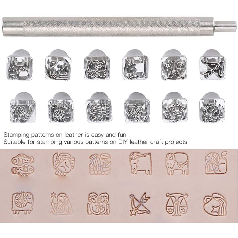Stempelen Punch Tool Diy Leather Craft Stamper + 1Pc Handvat