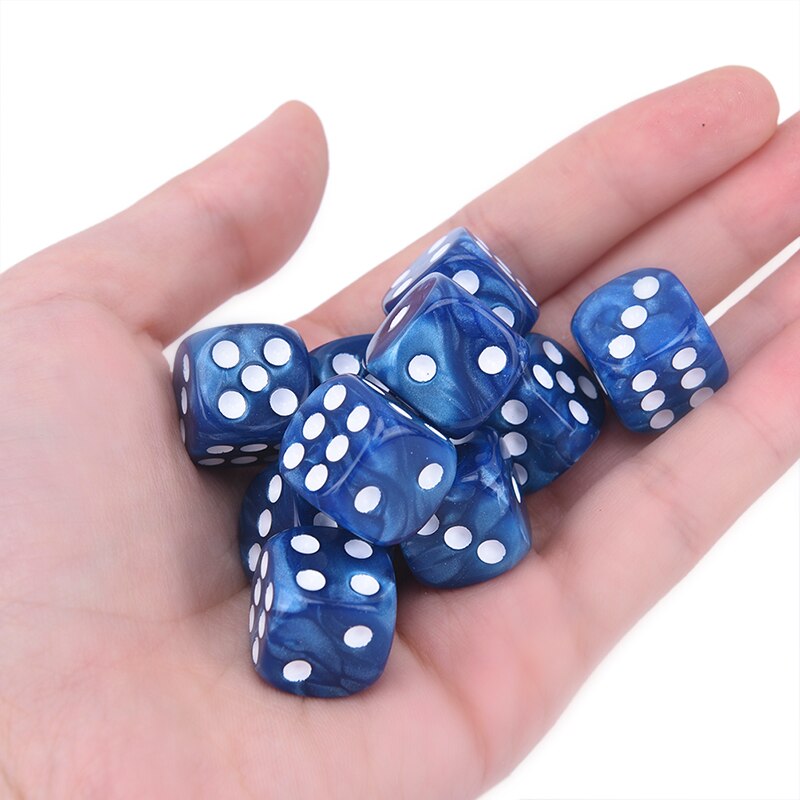 10 st / set 6- sidiga tärningar runda hörn pärla pärla tärningar 16mm spela bordsspel underhållning leveranser