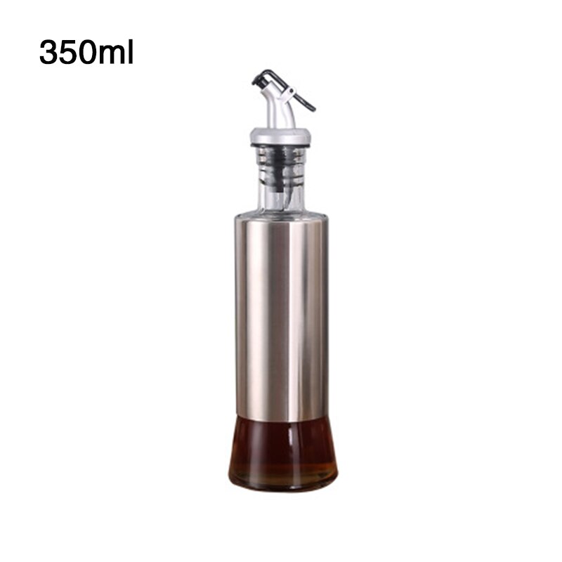 Botella de vidrio para cocina, recipiente de acero inoxidable para aceite, vinagre, vinagrera, almacenamiento, dispensador de salsa de soja, herramientas de cocina: 350ml