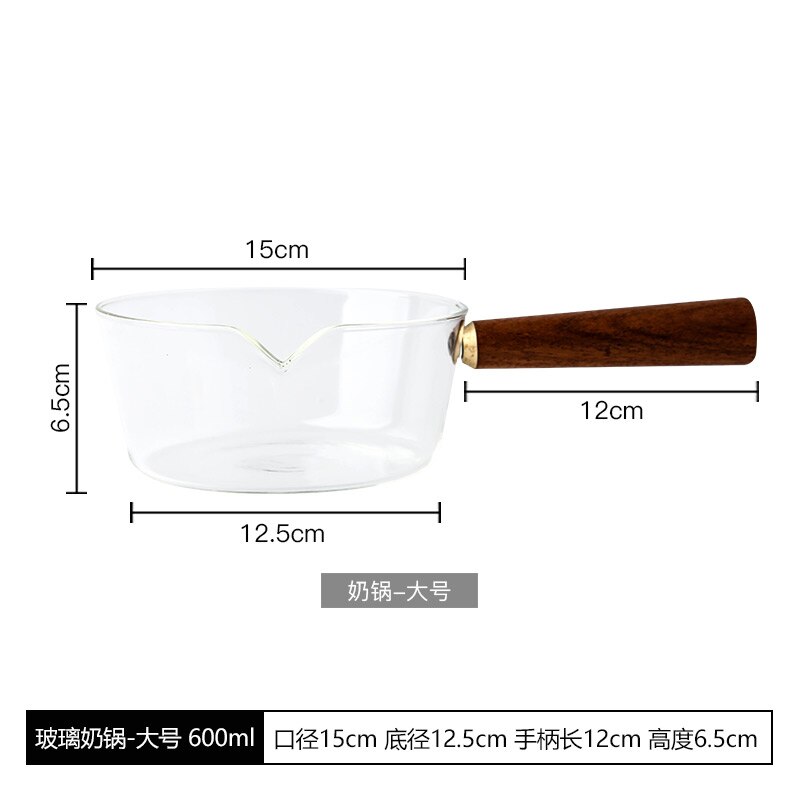 400Ml/600Ml Hout Handvat Glas Melk Pot Kleur Ramen Gasfornuis Koken Pot CY51109