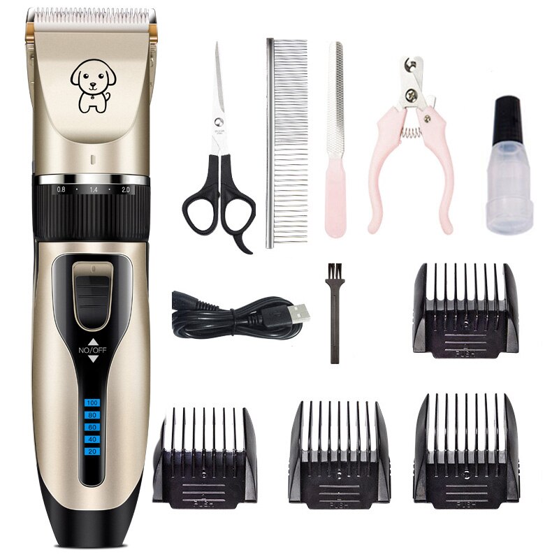 Oplaadbare tondeuse voor huisdieren, honden, katten, dieren, geluidsarme tondeuse, scheerapparaat, batterijdisplay: K5- d-kit 1