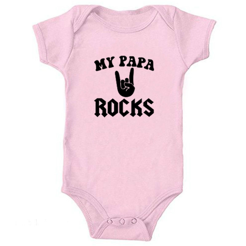 My PAPA Rock body dziecięce bawełniane z krótkim rękawem noworodek dziewczynka strój chłopca śmieszne letnie ubrania dla dzieci 0-24M