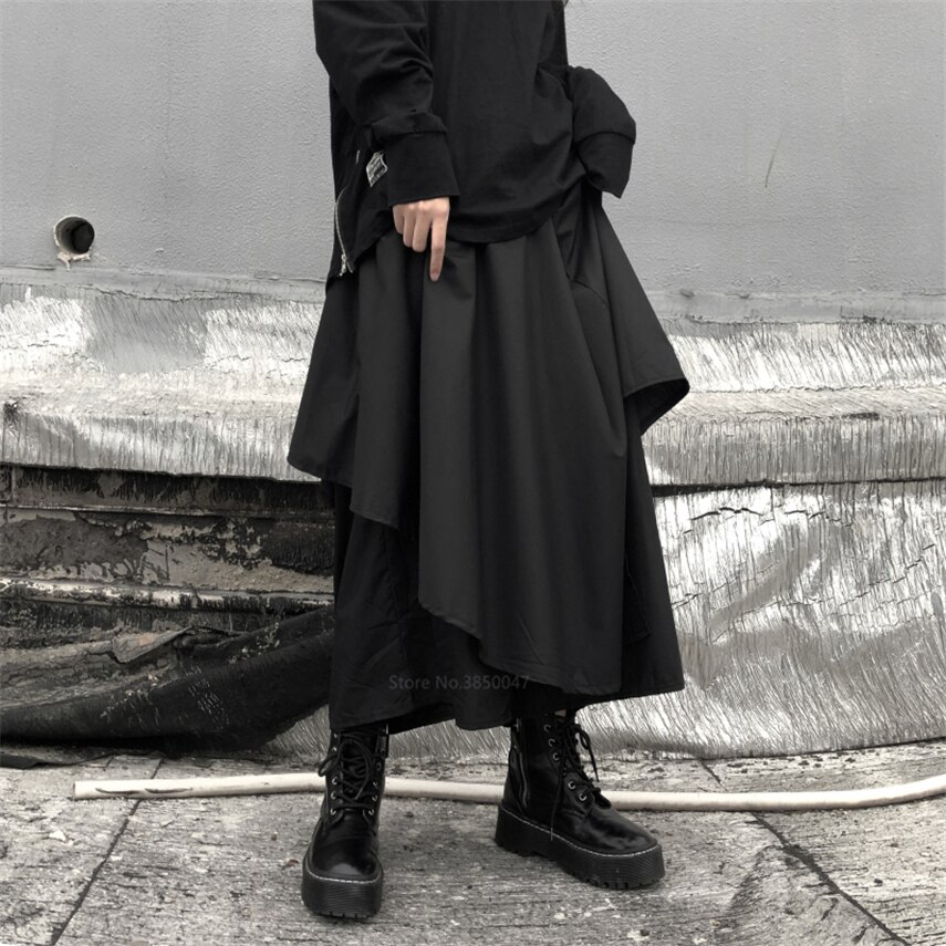 Kimono de estilo japonés para hombre y mujer, pantalón estilo Harem, Haori, Vintage, holgado, negro, cruzado, pierna ancha que combina con todo, disfraz Samurai
