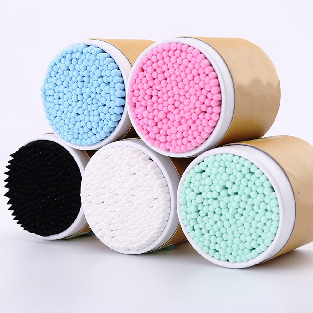 200Pcs Swab Cotton Swabs Sticks Black Bamboo Soft Clean Ears Tools Double-headed with Swab case