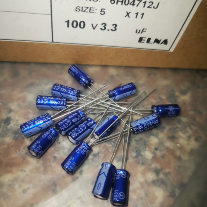 50x Electrolytic Capacitor - 3.3uF 100V - 5x11mm - Audio Grade - Blue