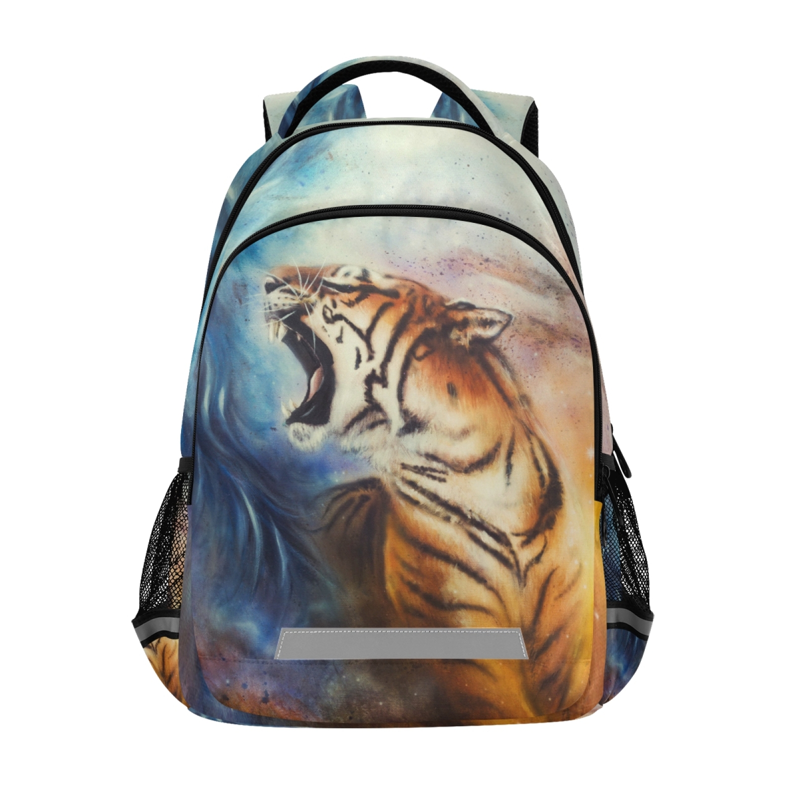 Schulrucksack mit tigerfellmuster für Teenager und jungen, großes fassungsvermöGen, reflektierender streifen, Laptop-Rucksack, mochila