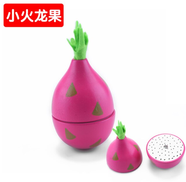 Montessori Educational Toy wooden kitchen toy fruit cutting avocado cut fruit toy house food toy Pretend Play Toy Christmas: pitaya