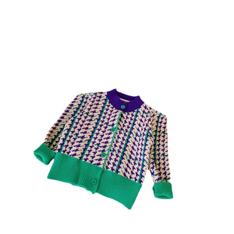 1404D Kinderkleding Meisje Gebreide Trui Lente Herfst 2022 Jongen Houndstooth Trui Meisje Dieptepunt Trui Vest