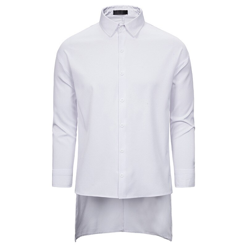 Irregular Gothic Steampunk Shirt Mens Brand Hip Hop Streetwear Casual Male Dress Shirts Victorian Renaissance Prom Shirt Camisa: White / L