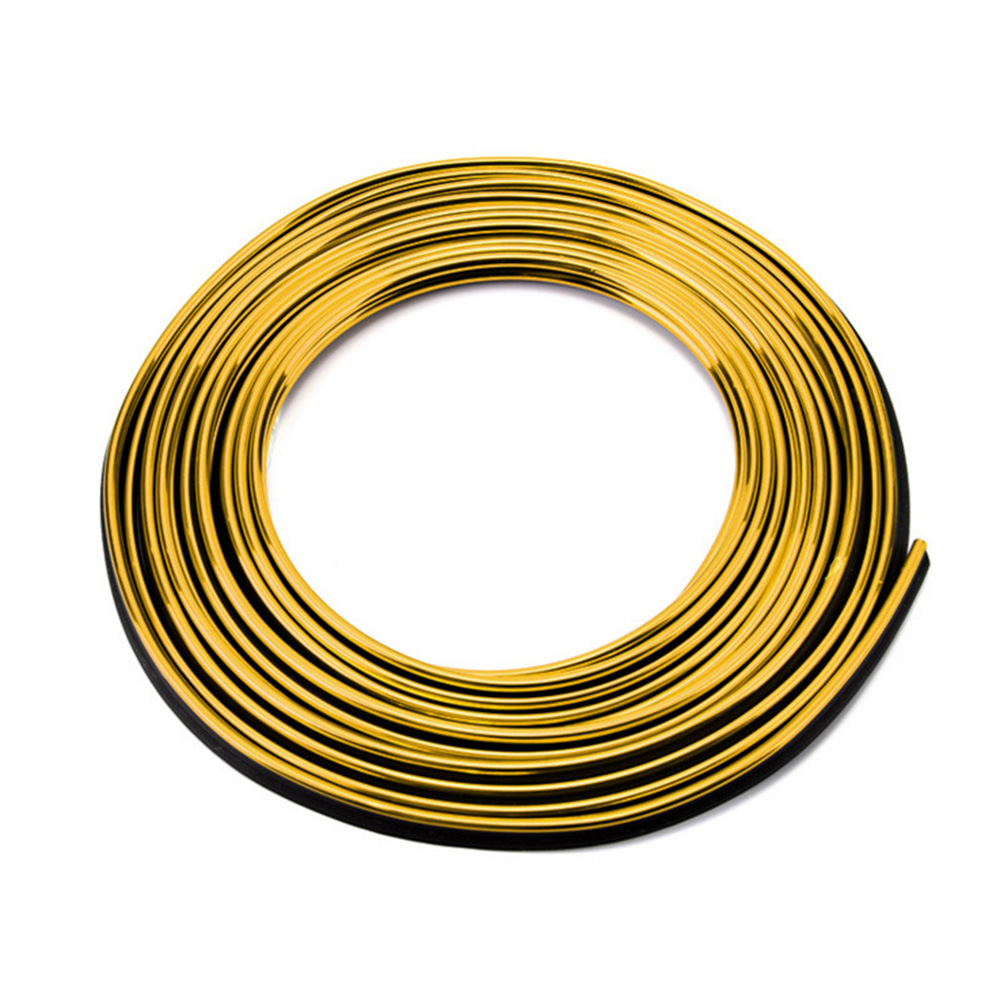 Universal 5m bil styling interiör dekorationsremsor gjutning trim instrumentpanel dörr kantskydd tillbehör auto exteriör delar: Guld-