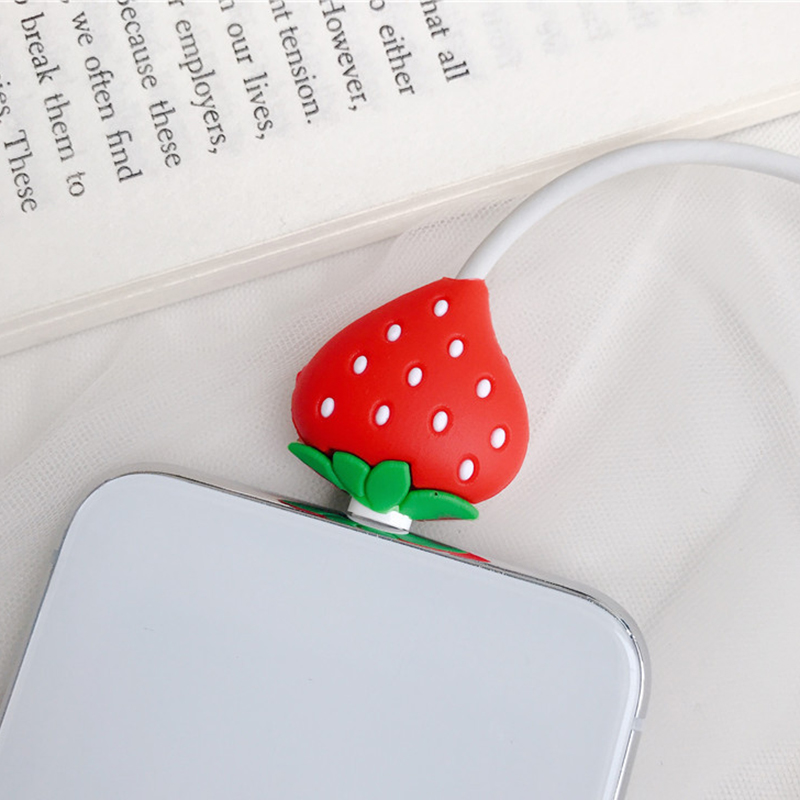 Cartoon Cable Protector Cute Charger Protector Cable Winder Organizer Data Line Protective Cover For: WHITE