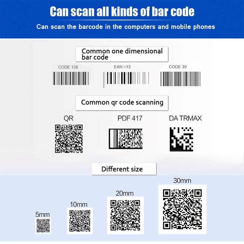 Holyhah 1D&amp;2D Handheld Barcode Bar Code Scanner Reader QR PDF417 Bluetooth 2.4G Wireless &amp;Wired For Mobile Phone Android iOS