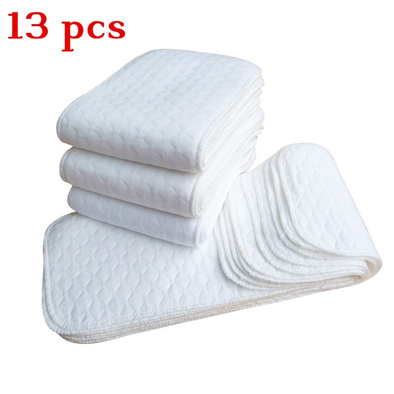 6/10/13 Pcs Baby Luiers Herbruikbare Baby Baby Pasgeboren Doek Luier Luier Liners Insert 3 Lagen Katoen: white 13pcs