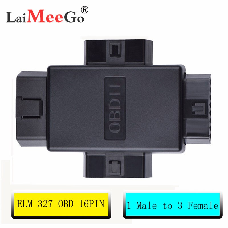 16-pin connector adapter OBD2 1 male 3 female ELM327 multifunction plug