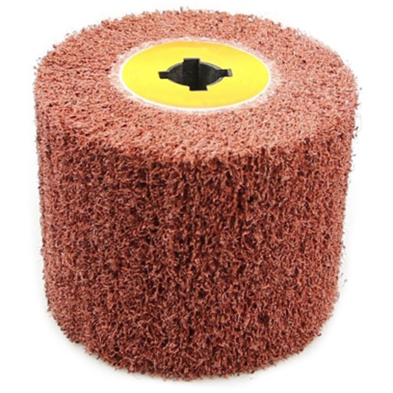 HLZS-120x100x19Mm Niet-geweven Nylon Flap Brush Satin Tekening Polijsten Ontbramen Drum Wiel Voor Roestvrij Staal