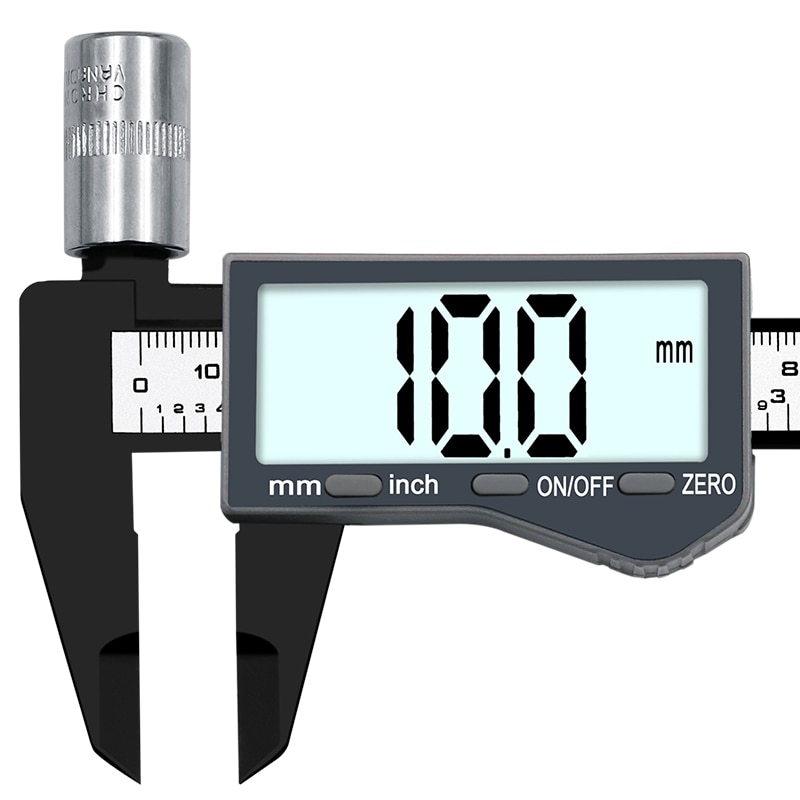 Vernier Caliper 6" 0-150mm/0.1mm Carton Fiber Composites Calipers Gauge Micrometer with Extra Large LCD Screen