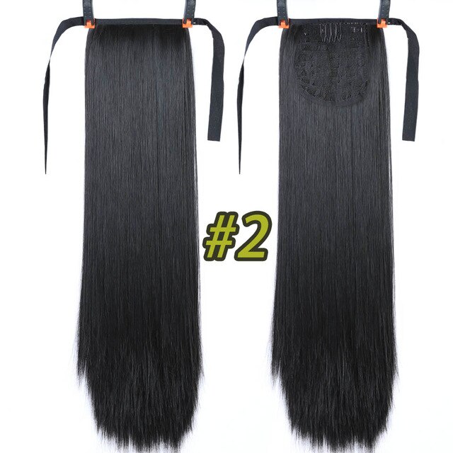 LUPU-coleta de pelo superlarga y recta de 85CM, postizo con cordón, Clip sintético, extensiones de cabello de fibra de alta temperatura: 2