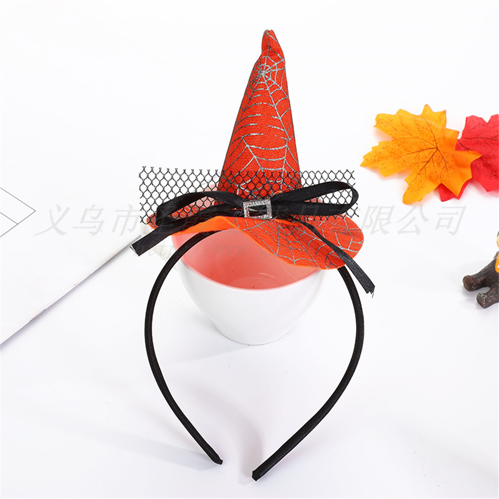Mini sombrero de bruja puntiagudo, diademas con forma de Calavera, telaraña, calabaza, aros para el cabello para niños y niñas, diademas de Halloween, decoración de Cosplay