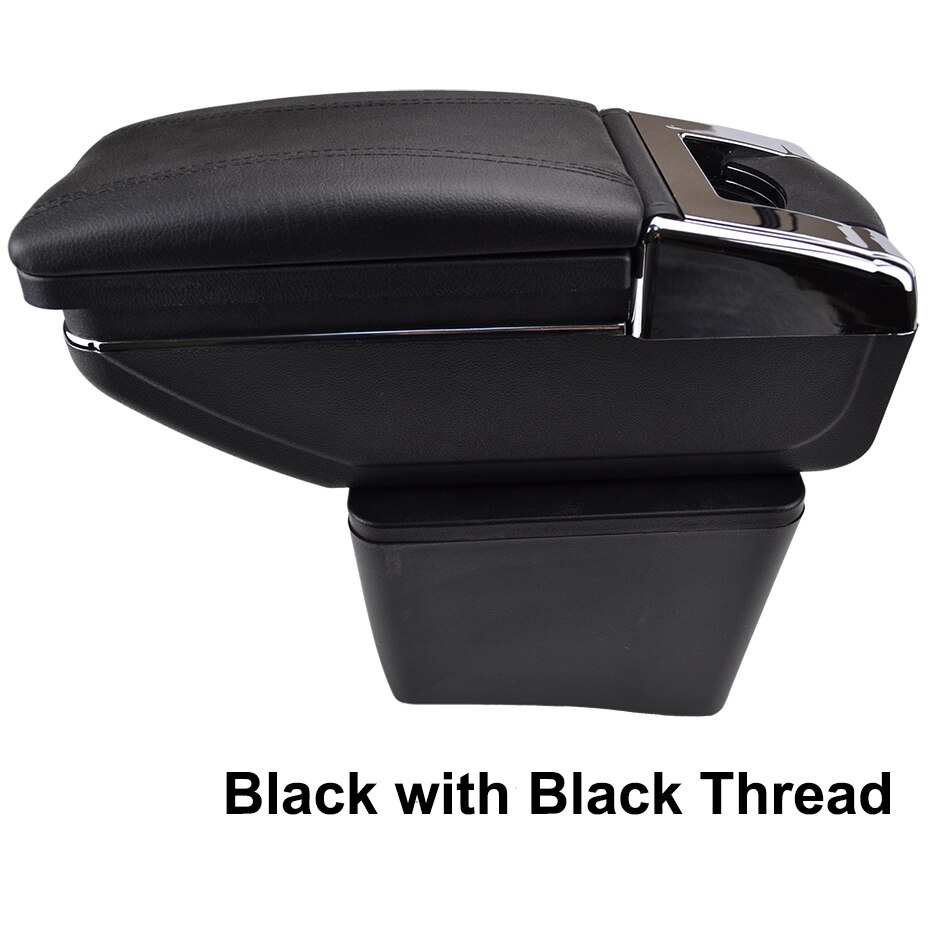 Arm Rest Rotatable For VW Polo Vento Center Centre Console Storage Box Armrest: Black Thread