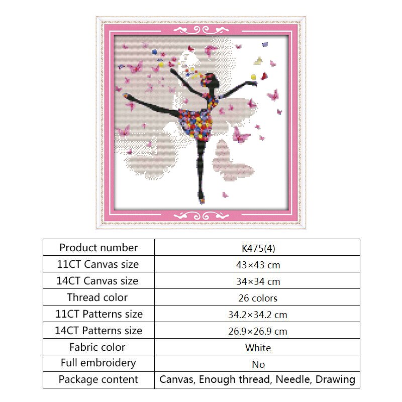 Flower Fairy Cross-stitch Patterns 14ct Printed on Canvas Counted Embroidery Kit Aida Fabric DMC DIY Needlework Kits Home Decor: Crossstitch K475(4) / 11ct Printed Canvas