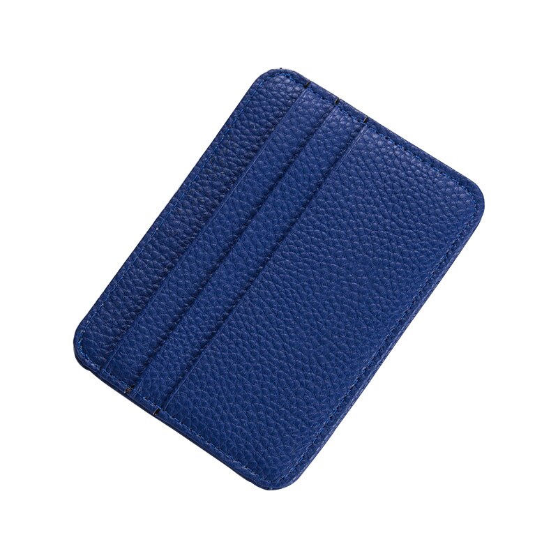 Leather Card Case Men Thin Card Wallet ID Credit Cards Holder Organizer Minimalist Wallet: Blue