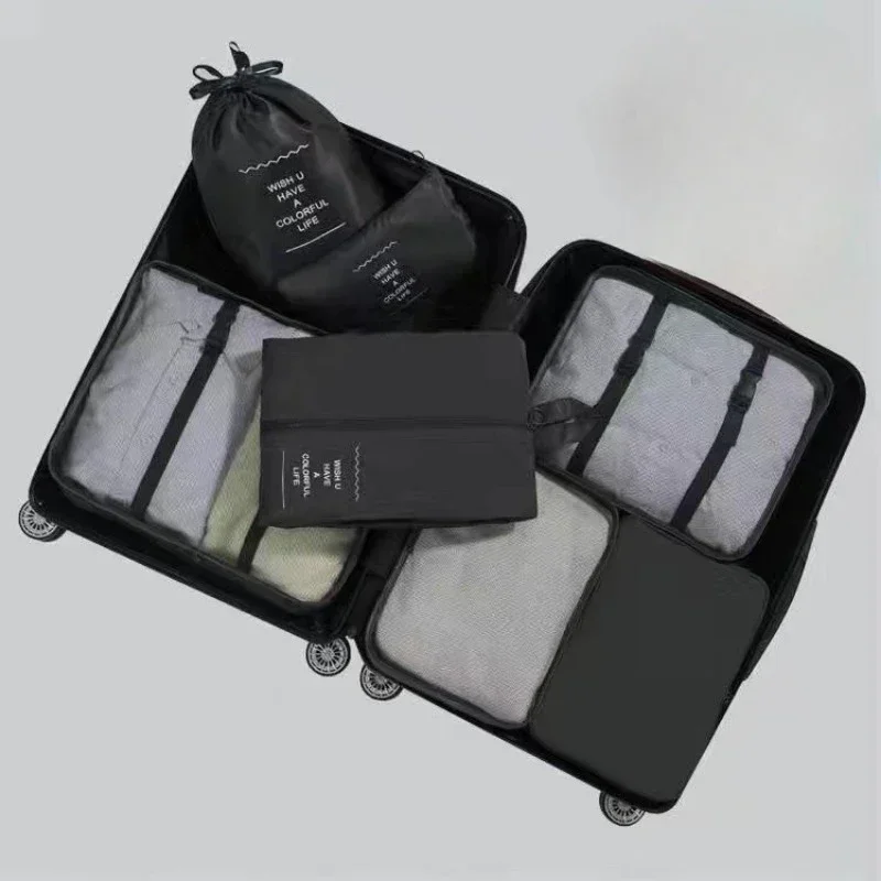 Ensemble de 7 pièces de sacs de voyage, organisateur de vêtements, bagages, organisateur de voyage, couverture, chaussures, sac, valise, pochette, Cubes d'emballage: Rouge