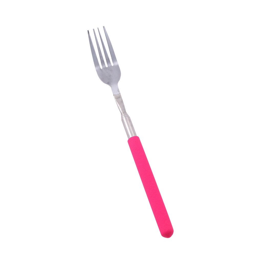 1PC Kitchen Funny Fork Extension Long Extendable Telescopic Freeloader Trick Prank BBQ Fork Tool 1125#30: C