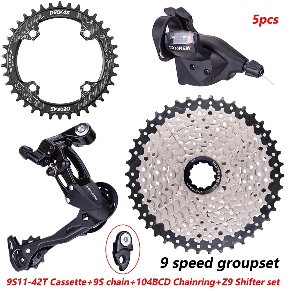MTB Fahrrad 9 fach-gruppe 1X9 System 9S11-42T Kassette 9 Geschwindigkeit Schalthebel Schaltwerk Groupset für 9V k7 Berg fahrrad teile