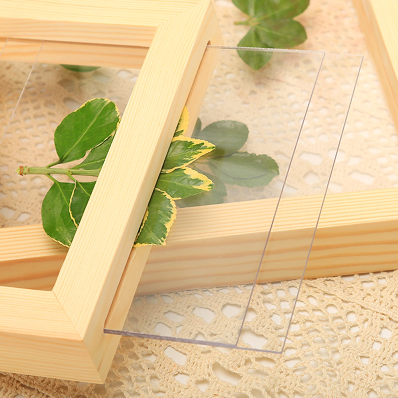 1PC Houten Fotolijst Dubbelzijdig Glas Fotolijst Woondecoratie Ambachten Zaagsel Fotolijst Thuis Ambachtelijke Desktop Decoratie