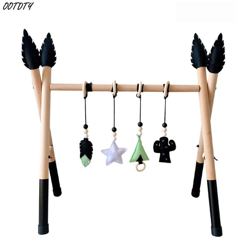 1Set Nordic Style Baby Gym Play Nursery Sensory Ring-pull Toy Wooden Frame Infant Room Toddler Clothes Rack Kids Room Decor: 2