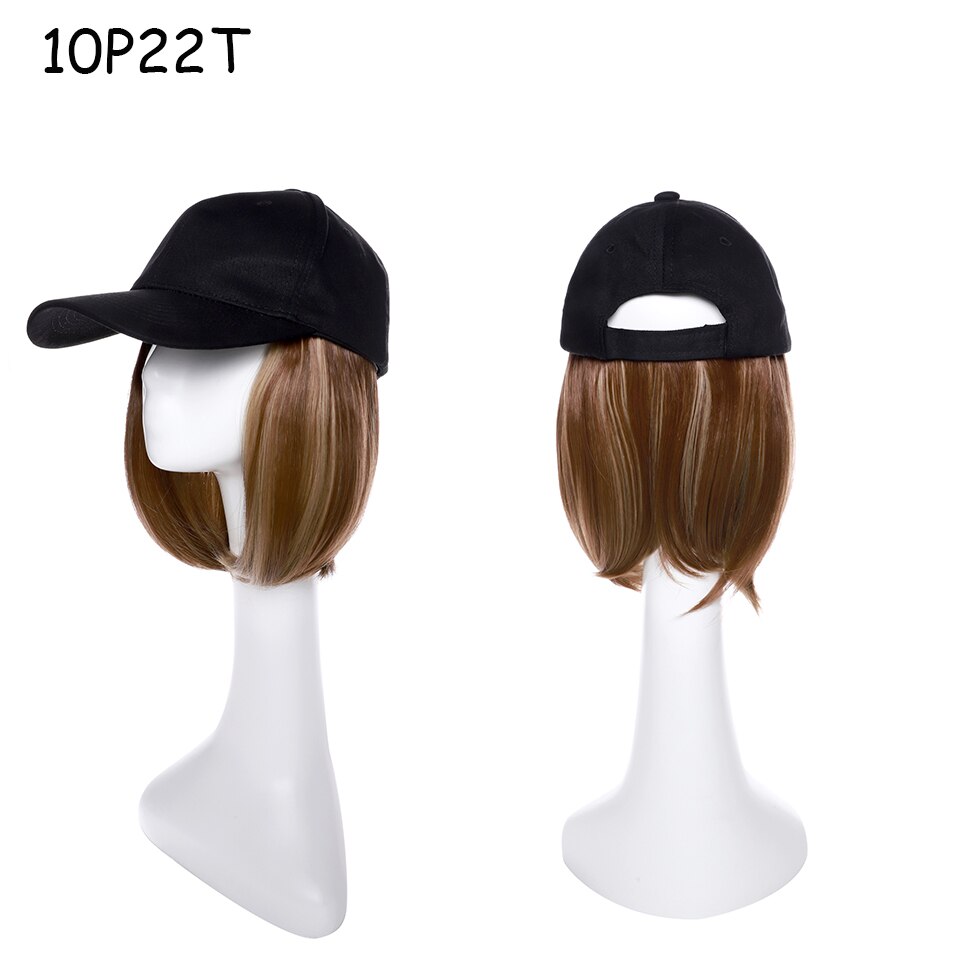 Benehair Afneembare Korte Rechte Bob Haar Zwarte Baseball Cap Haar Pruik Synthetische Pruik Cap Haar Hittebestendige Vezel Outdoor: 10P22T