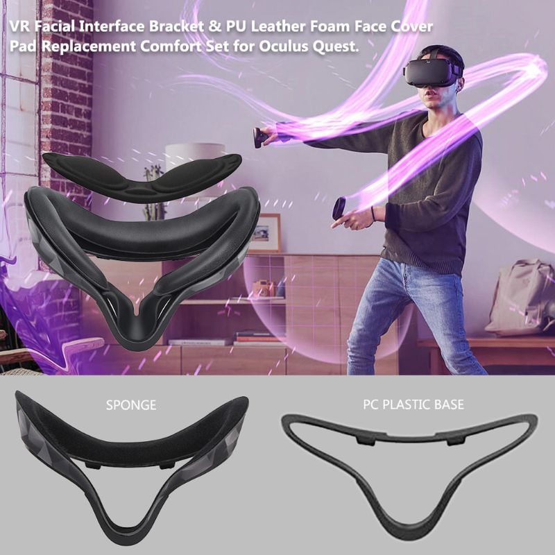 5 En 1 Juego de almohadillas nasales antifugas de soporte de interfaz Facial de cubierta de lente para Oculus Quest VR accesorios de vidrio