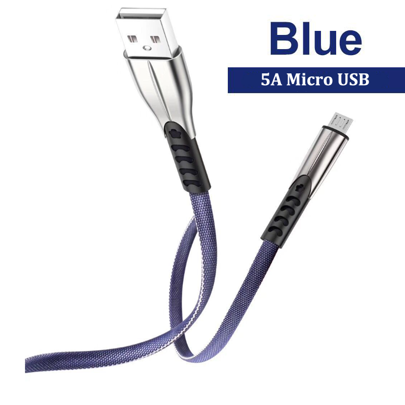 5A USB Tipo-C Veloce di Ricarica di Sincronizzazione di Dati del Cavo Micro USB Per Samsung S10 S9 S8 + S7 S6 bordo Nota 4 5 8 9 10 Pro In Lega di Zinco Cavo: Blue For Micro USB