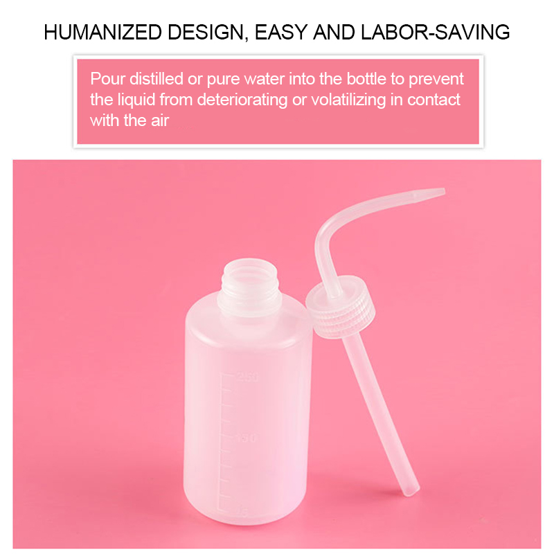 Botella de lavado para limpieza de pestañas, limpiador de boquilla curva, resistente al agua, removedor de cejas, herramienta de maquillaje para extensión de pestañas, 250/500ml