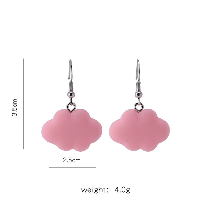 Boucles d'oreilles coréennes en forme de nuage pour femmes, 1 paire, bijoux simples et mignons, couleur bonbon,