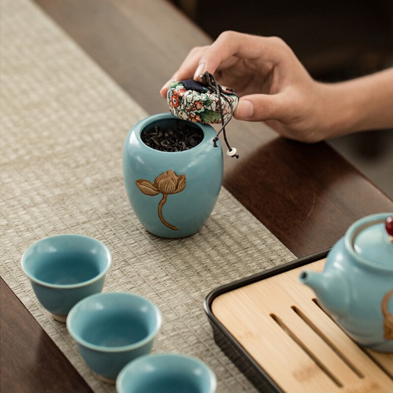 Service à thé Kungfu en céramique, Portable, d'affaires, service à thé chinois, théière, tasse de thé, canettes