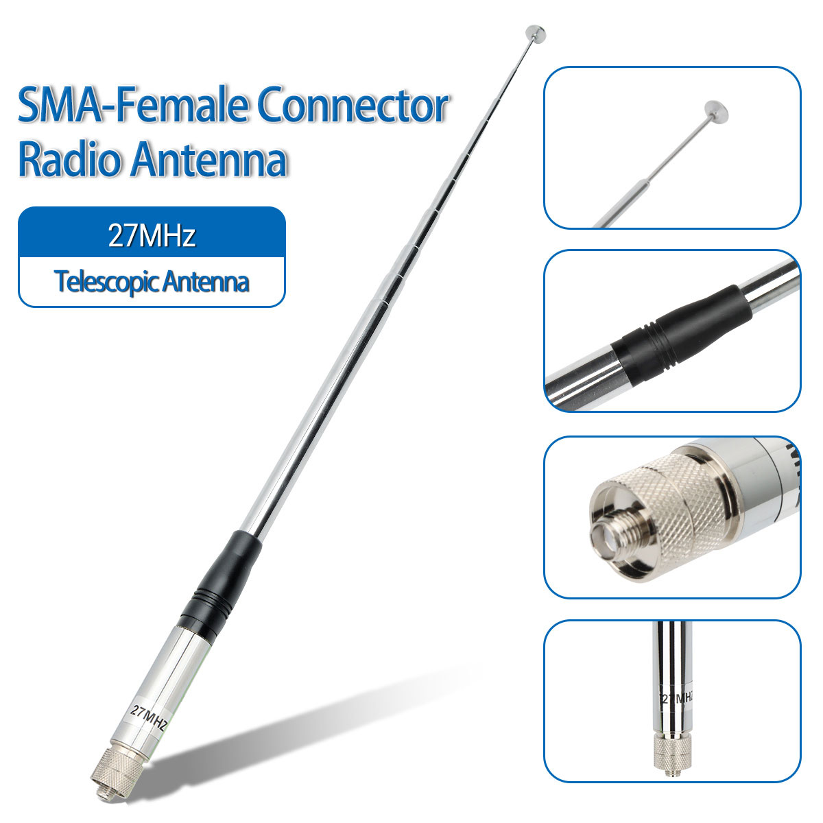 27MHz SMA-Female Handheld Telescopic CB Antenna For Iradio UV-98 PLUS BinTolk BT8200 Quansheng TK11 Radtel RT-860 RT-880
