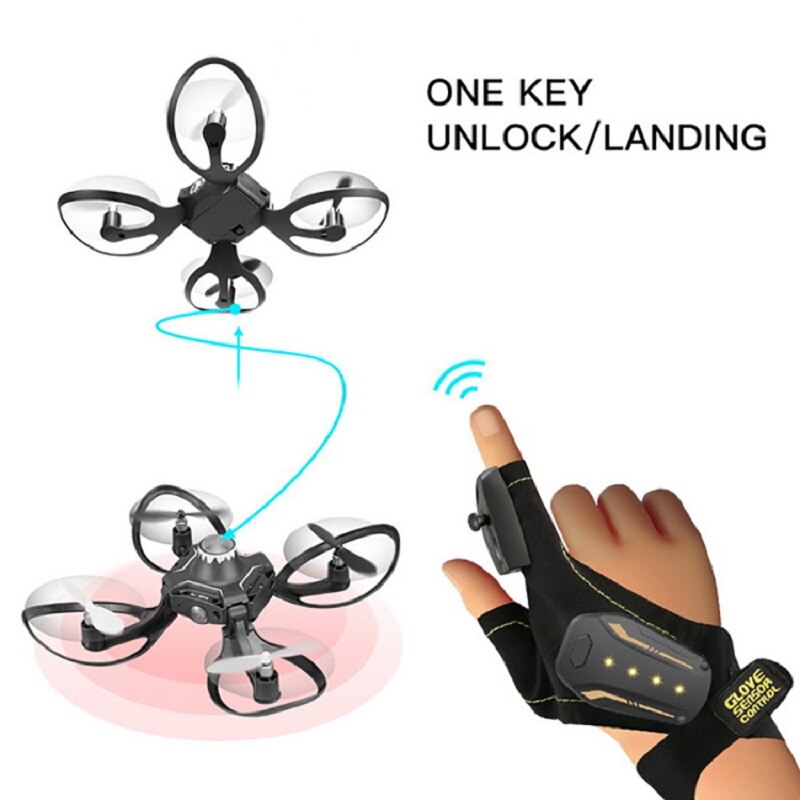 Thermische Pin 2.4G Gesture Control Folding Vliegtuigen Handschoenen Mini Zes-As Ufo