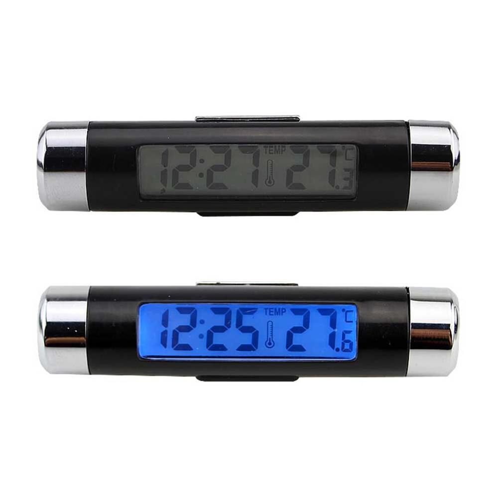 Auto Auto Thermometer Klok Kalender Lcd-scherm Clip-On Digitale Blauwe Achtergrondverlichting Automotive Accessoires