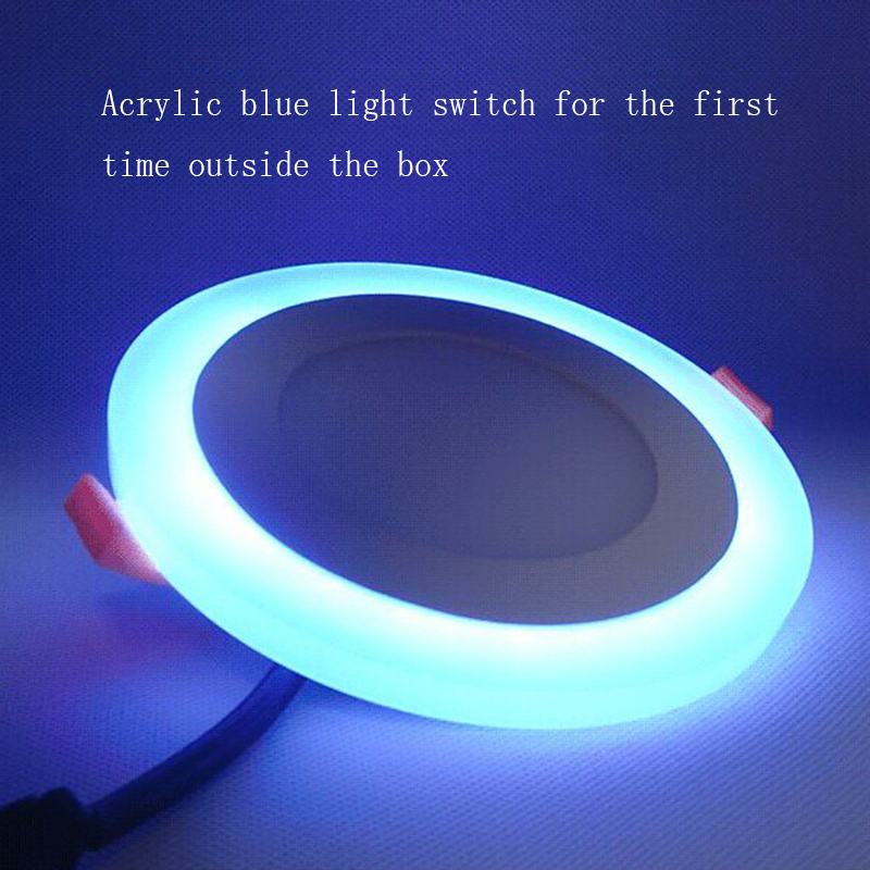 (EICEO) White+Blue Recessed LED Panel Lamp Lights ceiling Lamps Cutting Round 6w 9w 16w 24w Flat panel Lamp With Driver