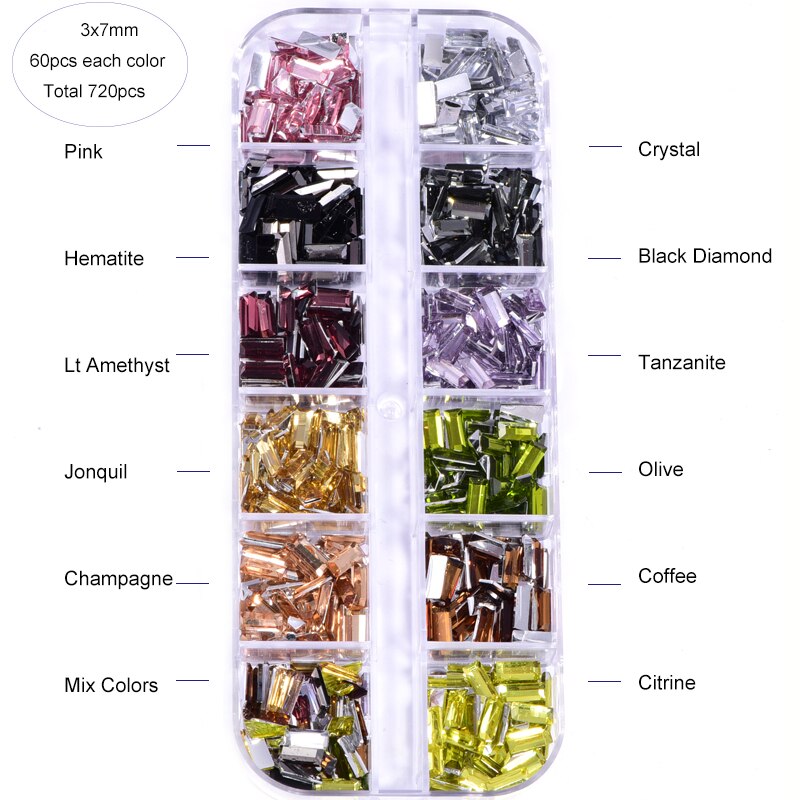 12 COLORS NAIL Art Rhinestones Shiny Flat Back Nail Gems - Foto 4