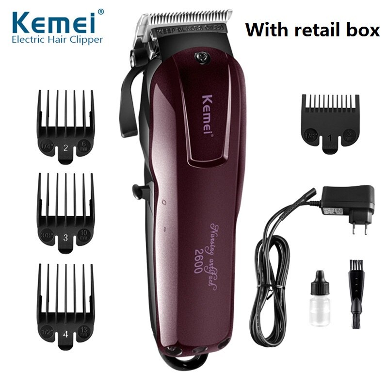 Kemei-Maquinilla de cortar el pelo , maquinilla eléctrica para cortar el pelo, potente máquina de afeitar el pelo, Afeitadora eléctrica, 100-240V: With retail box / Enchufe estadounidense