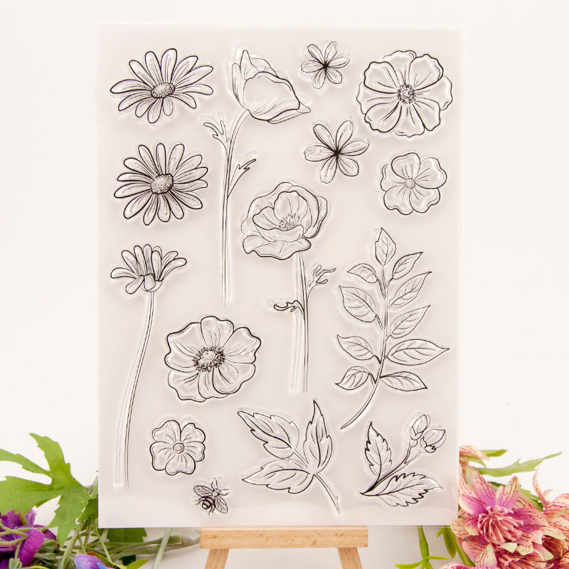 Måde blomst klare frimærker blade gennemsigtige silikone stempel segl til gør-det-selv scrapbog fotoalbum papirkort håndværksartikler