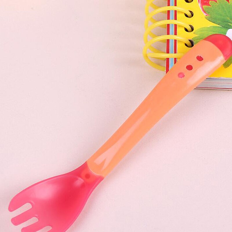 Temperature Sensing Spoon for Baby Safety Infant Feeding Spoons Fork Kids Children Boy Girl Toddler Flatware: pink fork