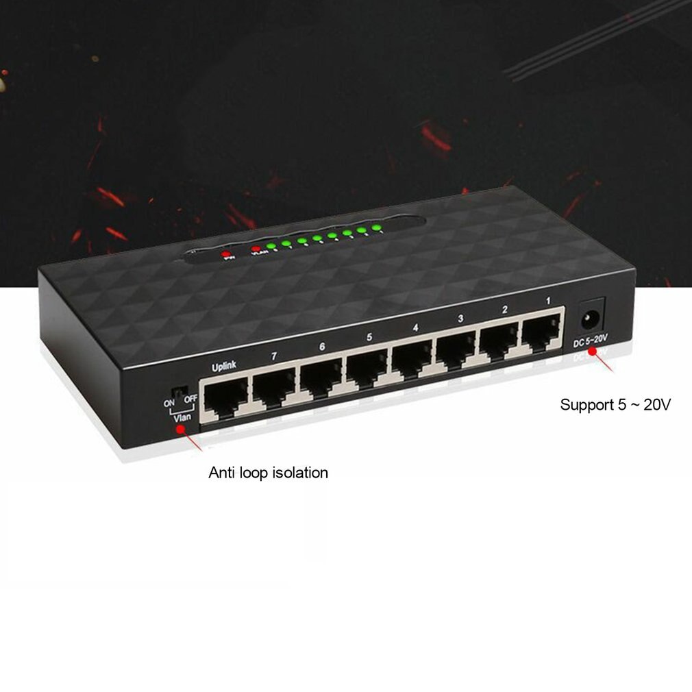 Conmutador inteligente Ethernet de 8 puertos Gigabit, conmutador de red Ethernet de alto rendimiento, 1000Mbps, inyector de Internet RJ45 Hub