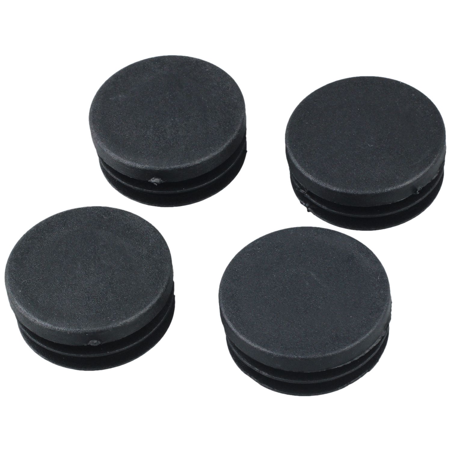 4 Pcs Black Plastic 40mm Dia Round Tubing Tube Insert Caps Covers